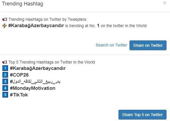 Twitterdə dünya trendində #KarabağAzerbaycandır paylaşımları 1-ci yerdə!