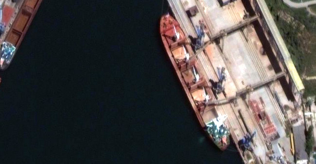 Rusiya Ukraynadan oğurladığı taxılı gəmiyə yükləyir
