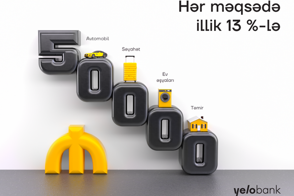 Yelo Bank-dan planlarınız üçün 50000 AZN-dək kredit
