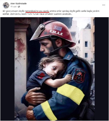 Yunan yanğınsöndürənin türk uşaqla fotosu real deyil